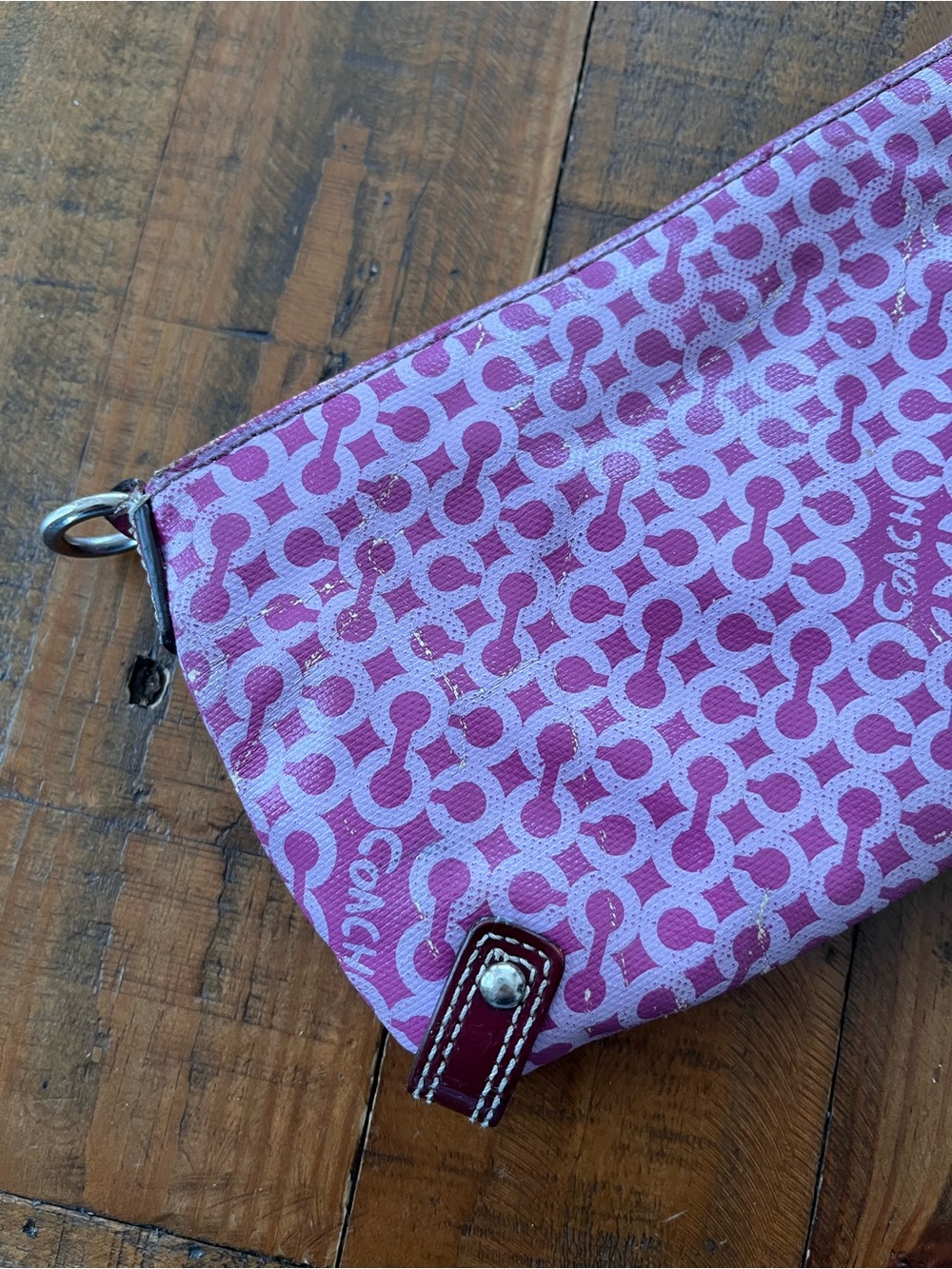 Coach Penelope Op Art Wristlet Clutch Y2K Pink Purple Poppy Mini Bag No Strap - Picture 13 of 16